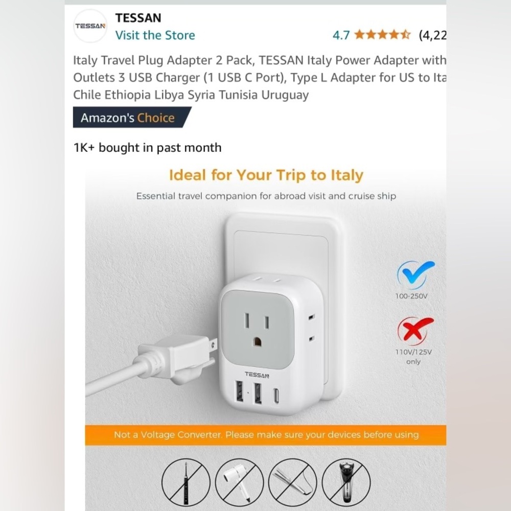 Tessan travel adapter